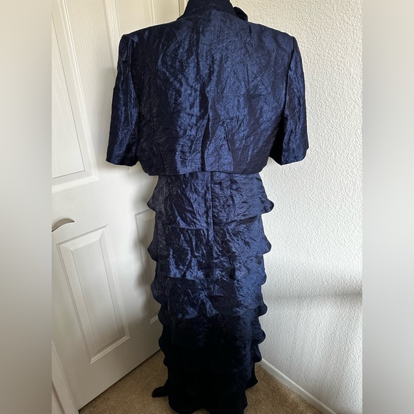 R & M Richards 2-Piece Tiered Empire Waist Dress & Cropped Jacket Set - Picture 6 of 12